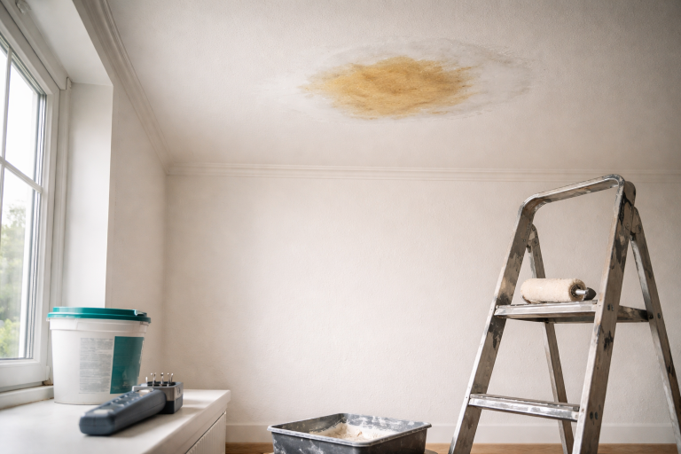 Gule vandpletter i loftet: sådan stopper du gennemslag en gang for alle